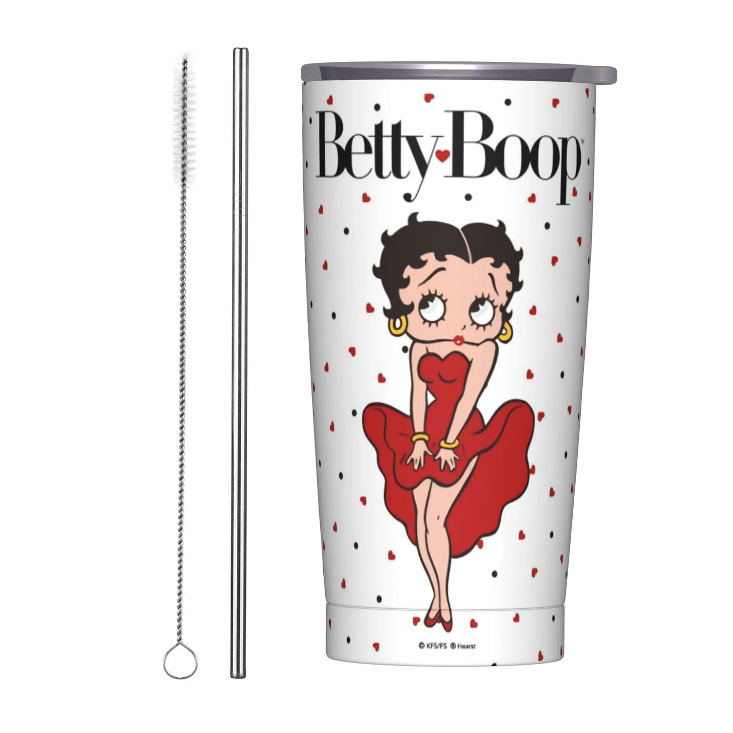 B-Bettys Boops Insulated Tumbler with Straws Lid Vacuum Thermal Mug Outdoor Portable Car Bottle Cup 20oz