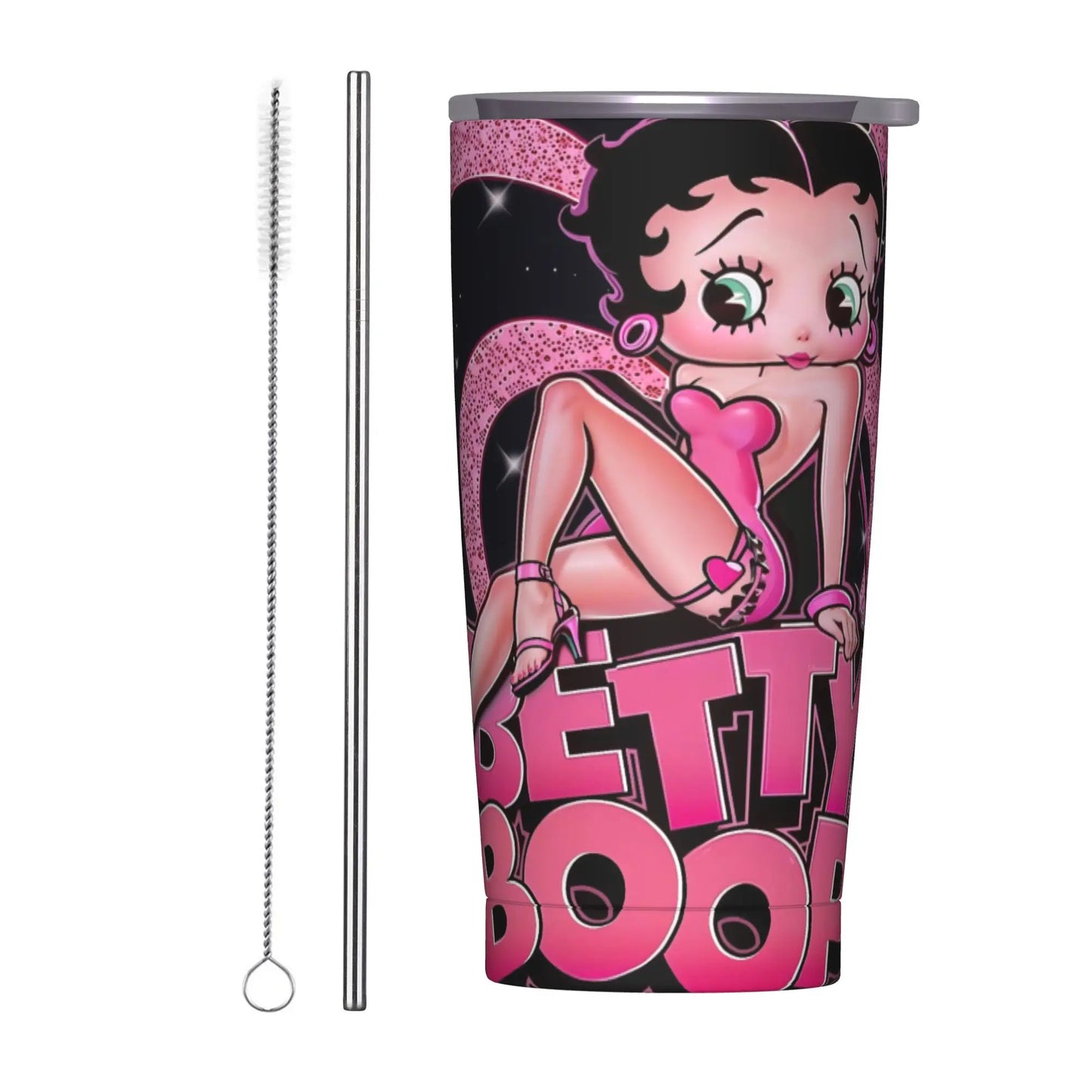 B-Bettys Boops Insulated Tumbler with Straws Lid  Vacuum Thermal Mug Outdoor Portable Car Bottle Cup 20oz
