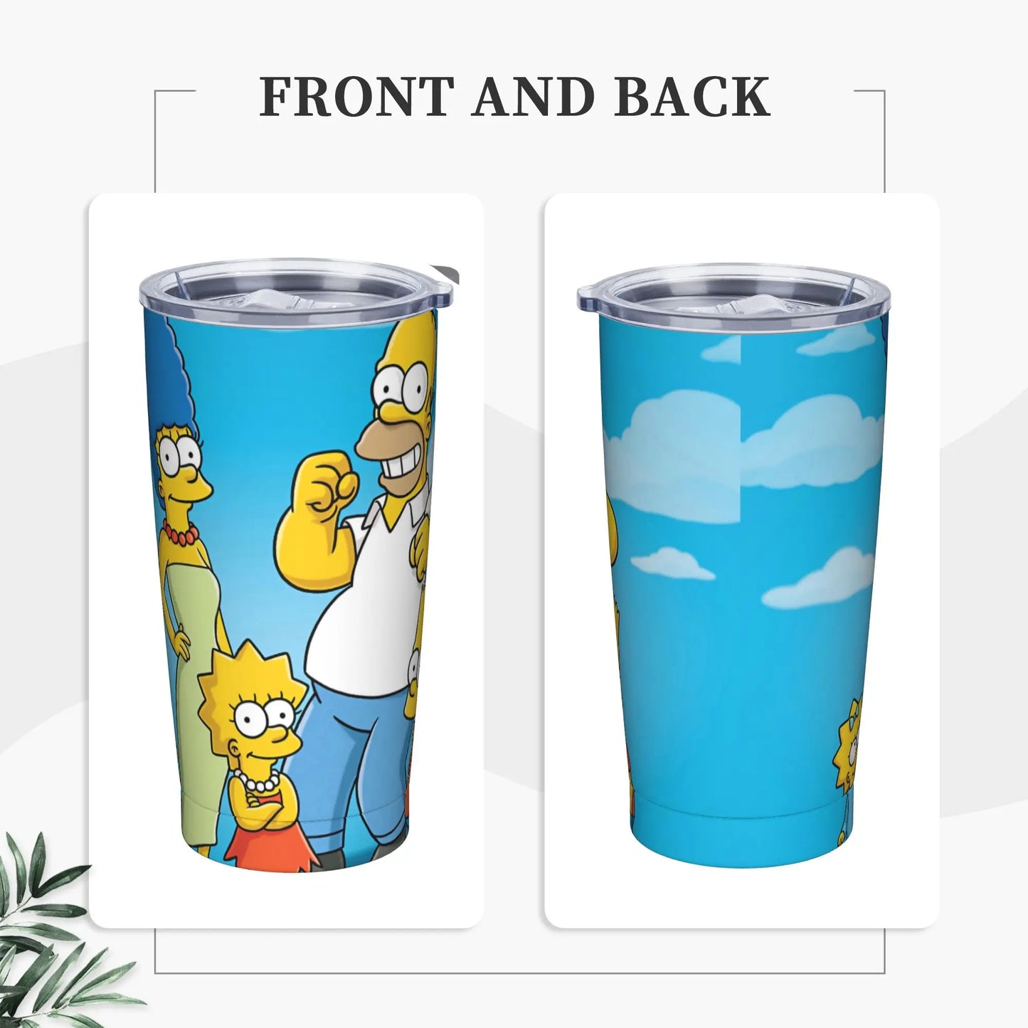 Simpsons Cartoon Tumbler Vacuum Insulated  Coffee Cups Stainless Steel Smoothie Tea Mug Water Bottle