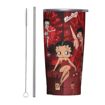 B-Bettys Boops Insulated Tumbler with Straws Lid  Vacuum Thermal Mug Outdoor Portable Car Bottle Cup 20oz