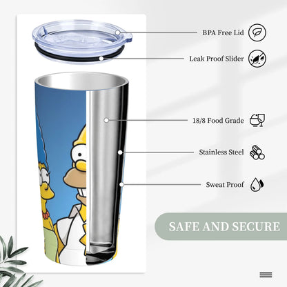 Simpsons Cartoon Tumbler Vacuum Insulated  Coffee Cups Stainless Steel Smoothie Tea Mug Water Bottle