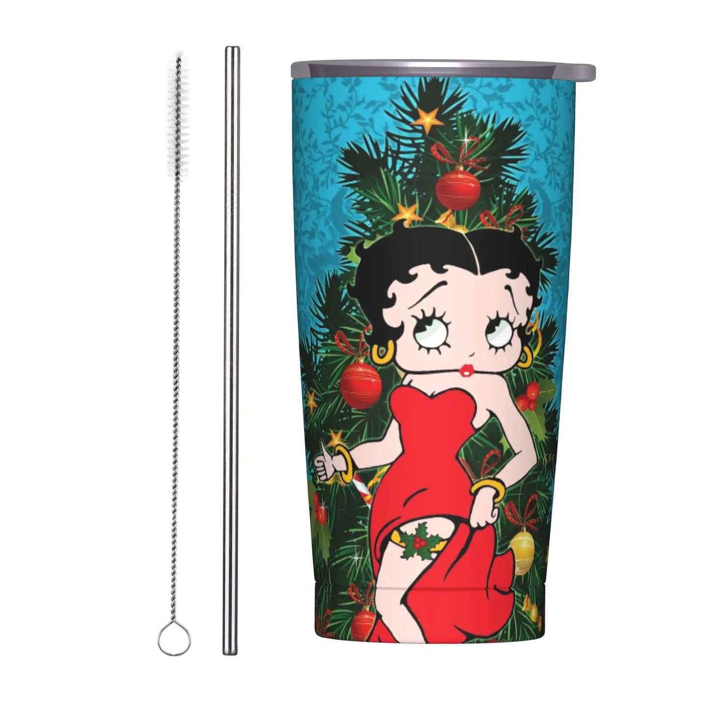 B-Bettys Boops Insulated Tumbler with Straws Lid  Vacuum Thermal Mug Outdoor Portable Car Bottle Cup 20oz