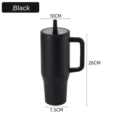 HydraFlow 40 oz Isolated Tumbler | Leak-Resistant Stainless Steel Cup with Handle & Straw