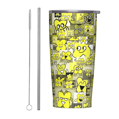 BFDI Cartoon Animated Insulated Tumbler with Straws Lid  Stainless Steel Thermal Mug Double Wall Hot Cold Drink Cups, 20oz