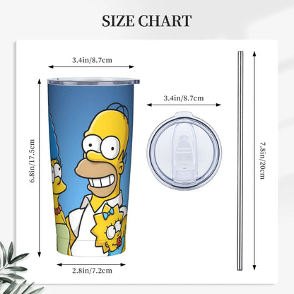 Simpsons Cartoon Tumbler Vacuum Insulated  Coffee Cups Stainless Steel Smoothie Tea Mug Water Bottle