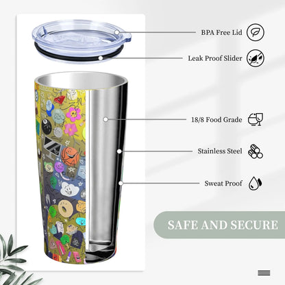 BFDI Cartoon Animated Insulated Tumbler with Straws Lid  Stainless Steel Thermal Mug Double Wall Hot Cold Drink Cups, 20oz