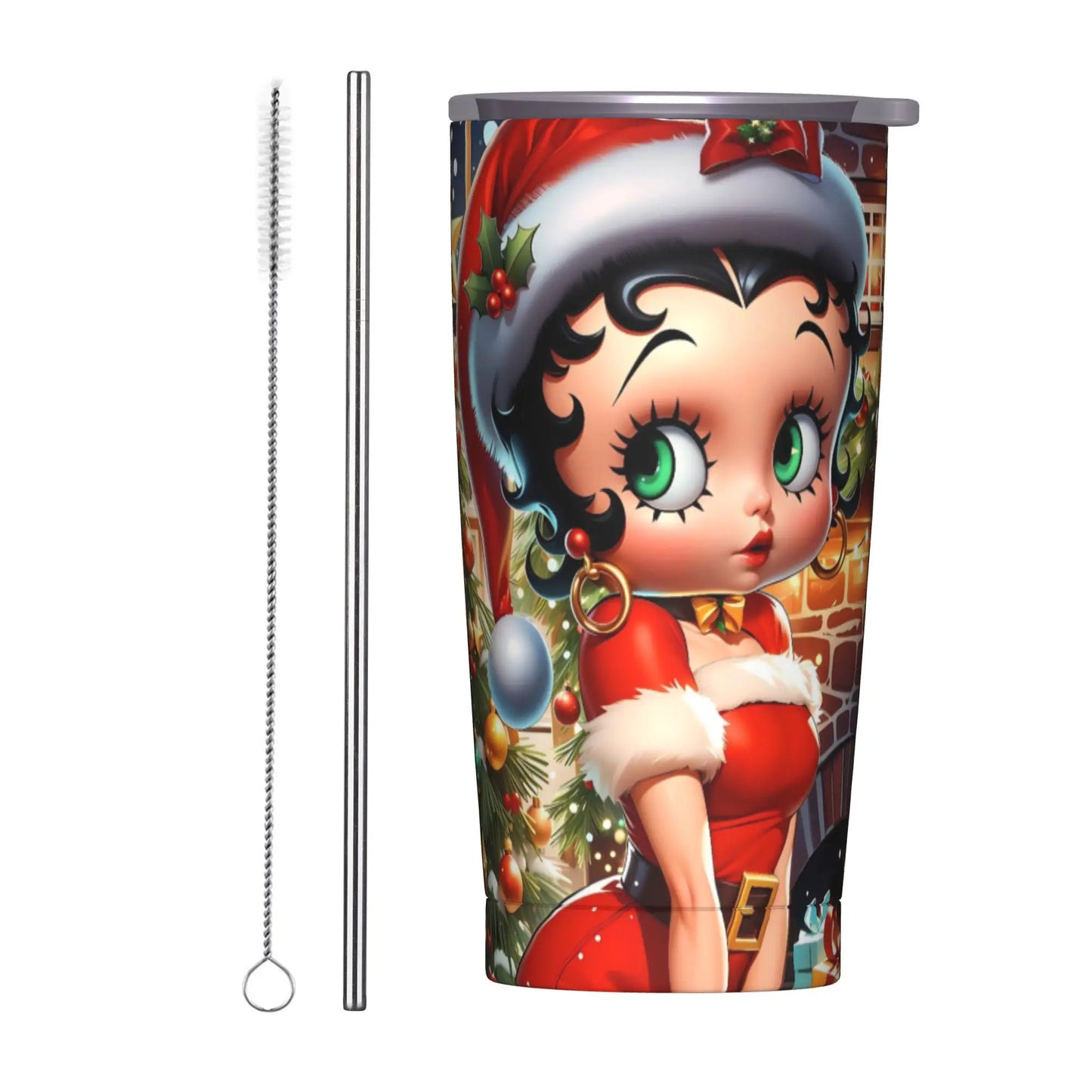 B-Bettys Boops Insulated Tumbler with Straws Lid  Vacuum Thermal Mug Outdoor Portable Car Bottle Cup 20oz