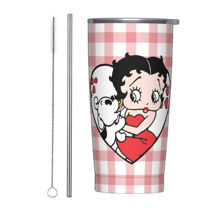 B-Bettys Boops Insulated Tumbler with Straws Lid  Vacuum Thermal Mug Outdoor Portable Car Bottle Cup 20oz