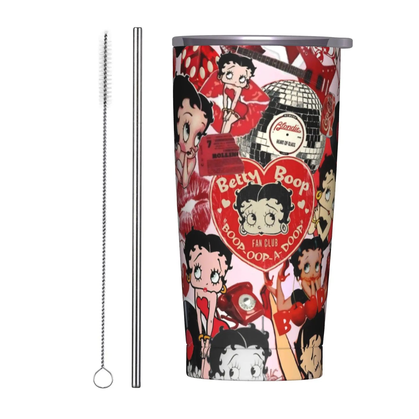 B-Bettys Boops Insulated Tumbler with Straws Lid  Vacuum Thermal Mug Outdoor Portable Car Bottle Cup 20oz