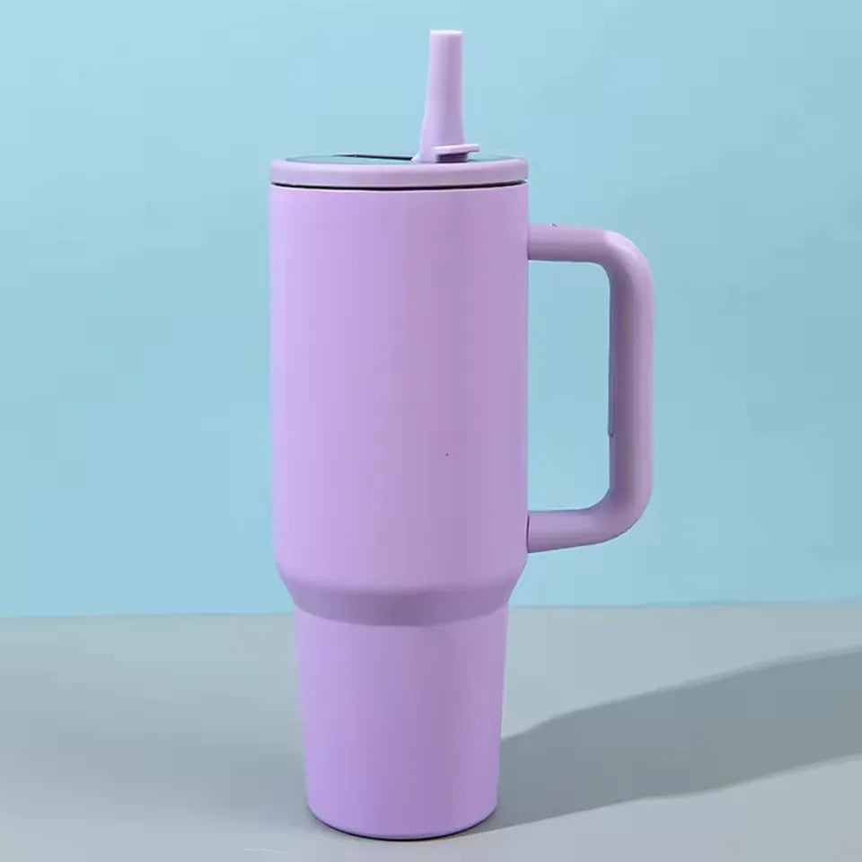 HydraFlow 40 oz Isolated Tumbler | Leak-Resistant Stainless Steel Cup with Handle & Straw