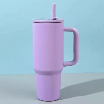 HydraFlow 40 oz Isolated Tumbler | Leak-Resistant Stainless Steel Cup with Handle & Straw