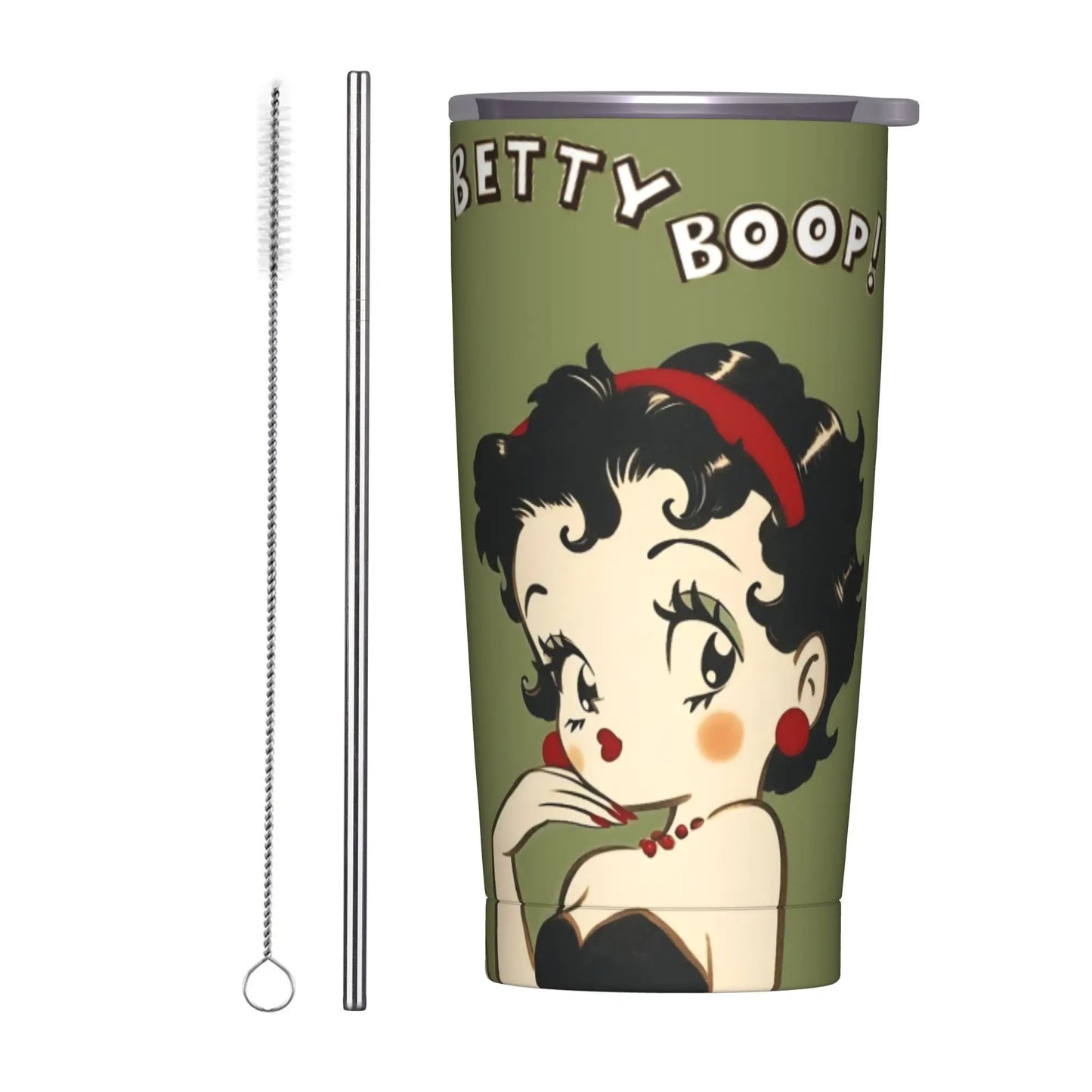 B-Bettys Boops Insulated Tumbler with Straws Lid  Vacuum Thermal Mug Outdoor Portable Car Bottle Cup 20oz