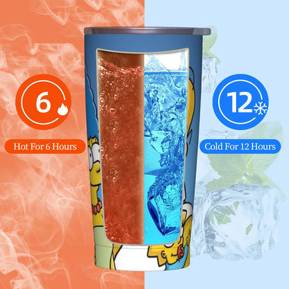 Simpsons Cartoon Tumbler Vacuum Insulated  Coffee Cups Stainless Steel Smoothie Tea Mug Water Bottle