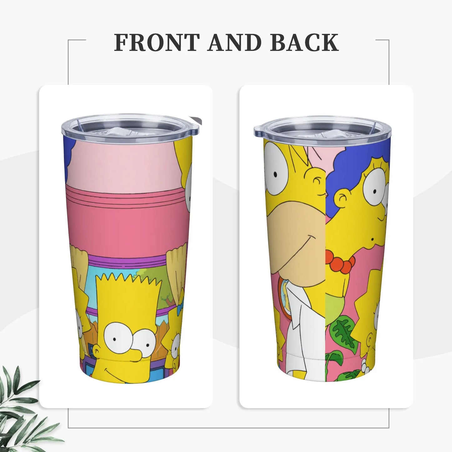 Simpsons Cartoon Tumbler Vacuum Insulated  Coffee Cups Stainless Steel Smoothie Tea Mug Water Bottle