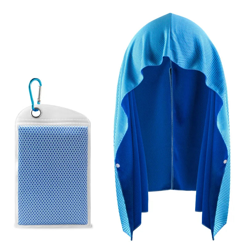 Cooling Hoodie Towel- Hood Towel, Evaporative Cool Technology, Cools Instantly When Wet, , Great for Sports, Fitness, Gym