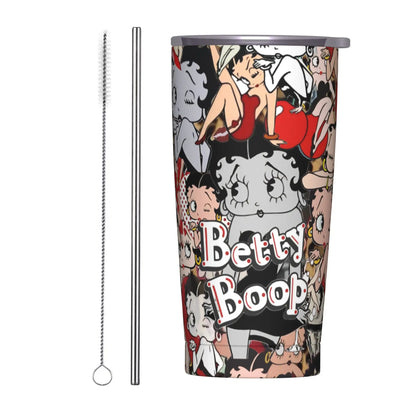 B-Bettys Boops Insulated Tumbler with Straws Lid  Vacuum Thermal Mug Outdoor Portable Car Bottle Cup 20oz