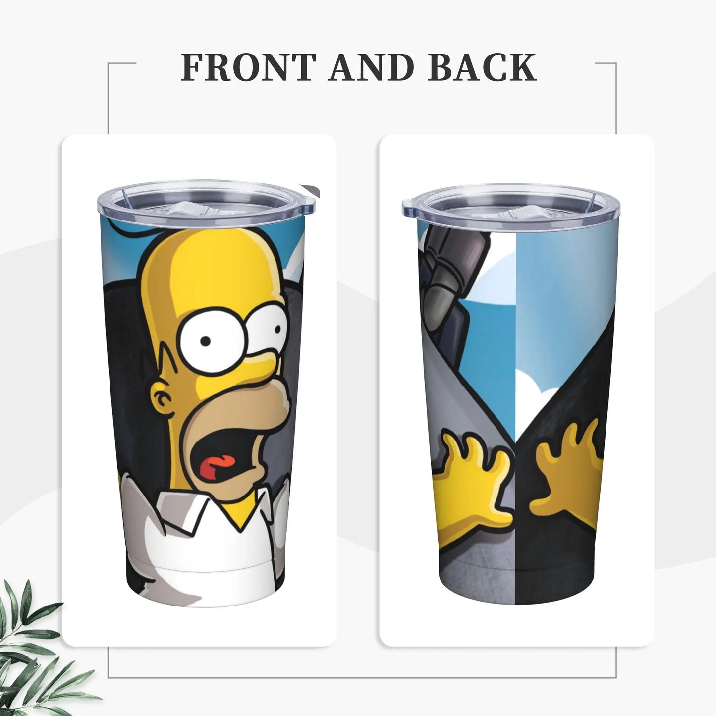 Simpsons Cartoon Tumbler Vacuum Insulated  Coffee Cups Stainless Steel Smoothie Tea Mug Water Bottle