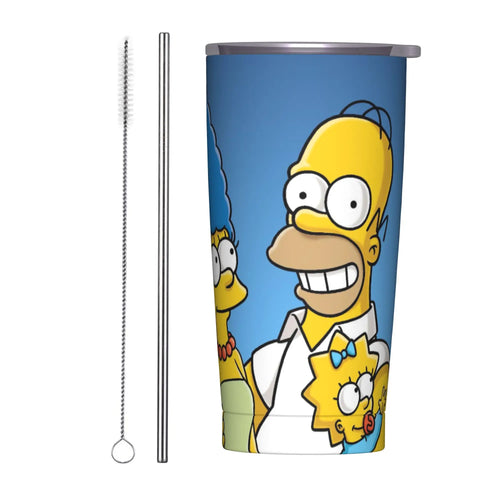 Simpsons Cartoon Tumbler Vacuum Insulated  Coffee Cups Stainless Steel Smoothie Tea Mug Water Bottle