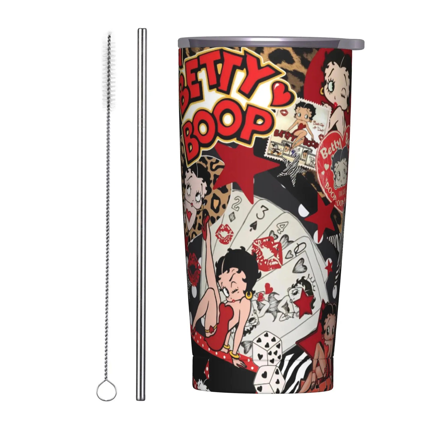 B-Bettys Boops Insulated Tumbler with Straws Lid  Vacuum Thermal Mug Outdoor Portable Car Bottle Cup 20oz