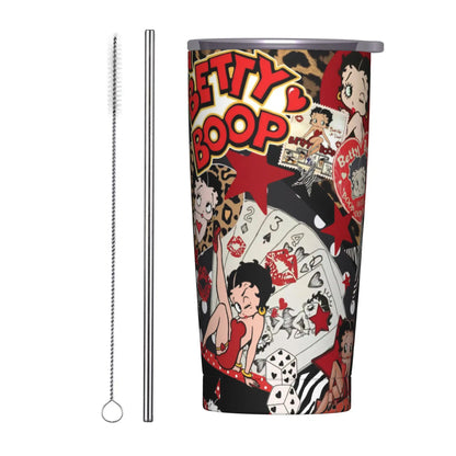 B-Bettys Boops Insulated Tumbler with Straws Lid  Vacuum Thermal Mug Outdoor Portable Car Bottle Cup 20oz