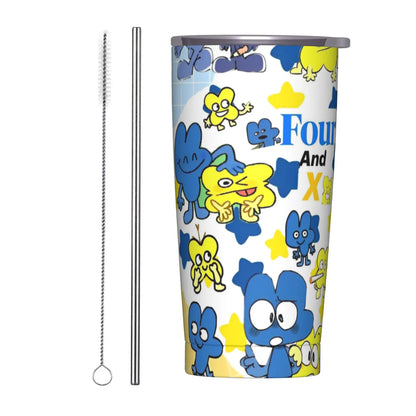 BFDI Cartoon Animated Insulated Tumbler with Straws Lid  Stainless Steel Thermal Mug Double Wall Hot Cold Drink Cups, 20oz