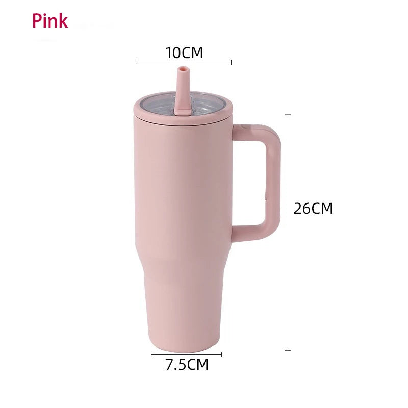 HydraFlow 40 oz Isolated Tumbler | Leak-Resistant Stainless Steel Cup with Handle & Straw