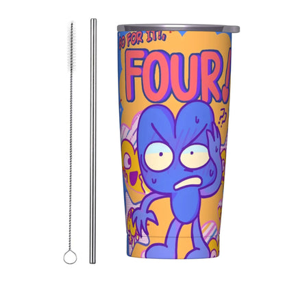 BFDI Cartoon Animated Insulated Tumbler with Straws Lid  Stainless Steel Thermal Mug Double Wall Hot Cold Drink Cups, 20oz