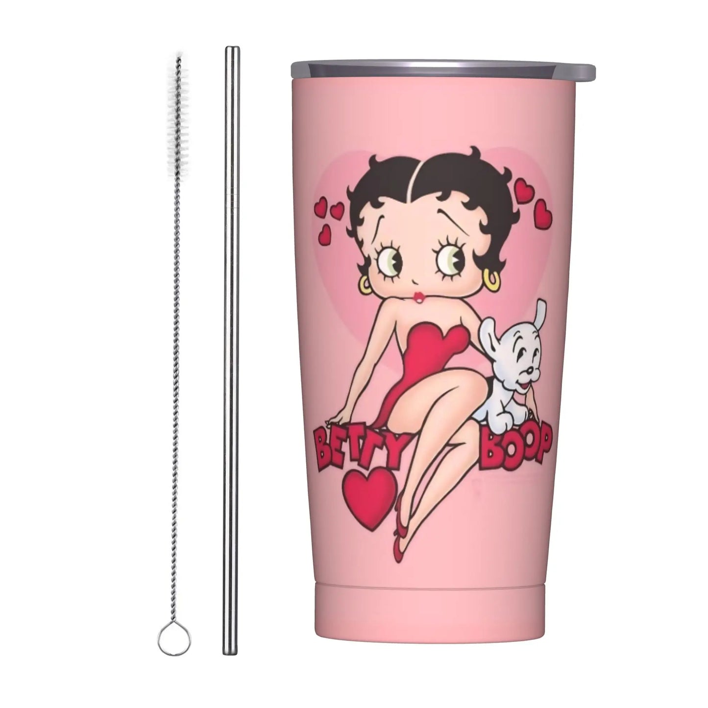 B-Bettys Boops Insulated Tumbler with Straws Lid  Vacuum Thermal Mug Outdoor Portable Car Bottle Cup 20oz