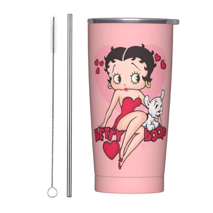 B-Bettys Boops Insulated Tumbler with Straws Lid  Vacuum Thermal Mug Outdoor Portable Car Bottle Cup 20oz