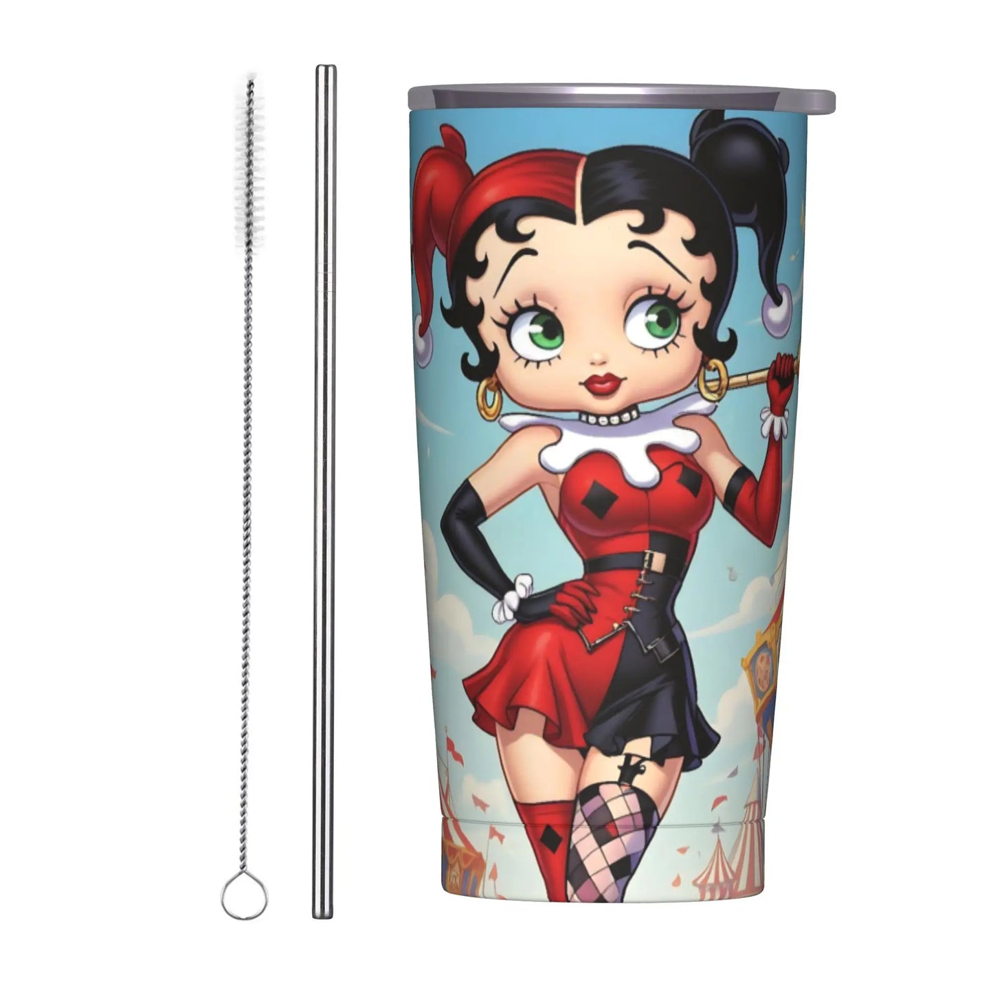 B-Bettys Boops Insulated Tumbler with Straws Lid  Vacuum Thermal Mug Outdoor Portable Car Bottle Cup 20oz