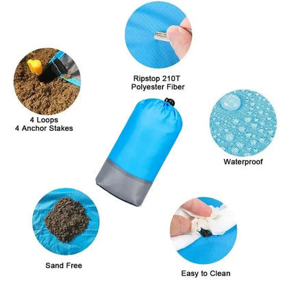 CoastComfort Sand-Free Beach Blanket | Lightwieght Foldable Picnic & Travel Mat