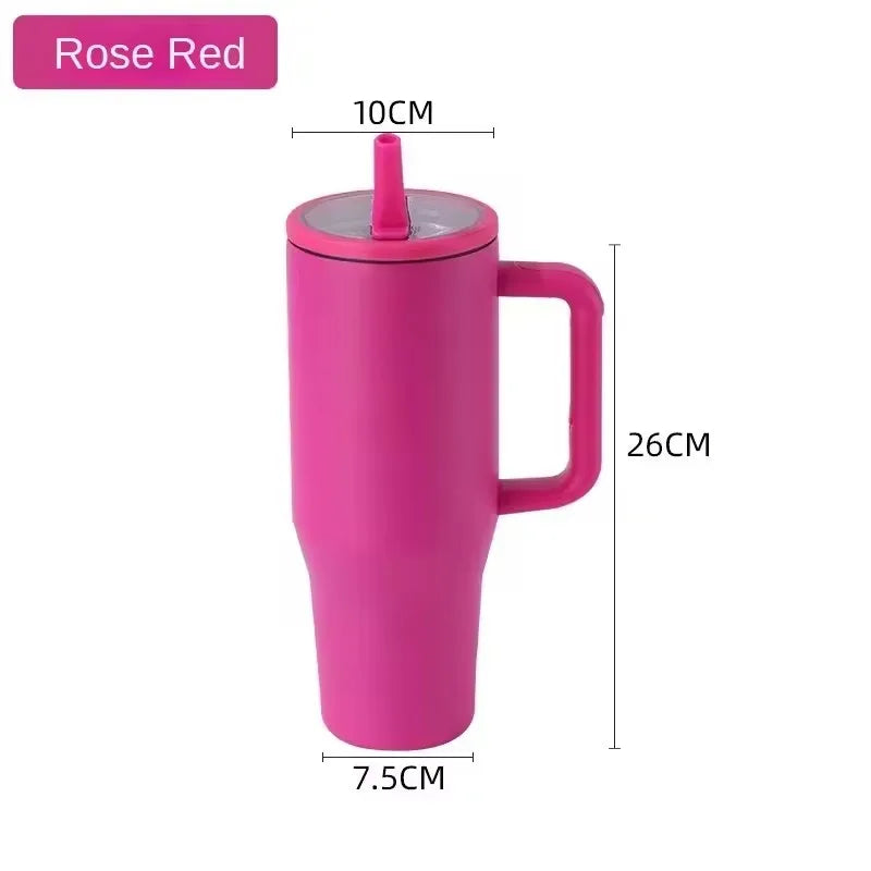 HydraFlow 40 oz Isolated Tumbler | Leak-Resistant Stainless Steel Cup with Handle & Straw