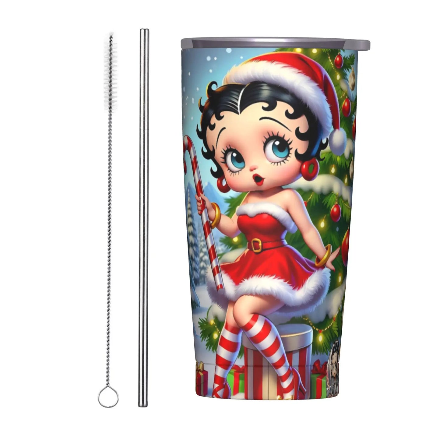 B-Bettys Boops Insulated Tumbler with Straws Lid  Vacuum Thermal Mug Outdoor Portable Car Bottle Cup 20oz
