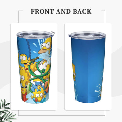 Simpsons Cartoon Tumbler Vacuum Insulated  Coffee Cups Stainless Steel Smoothie Tea Mug Water Bottle