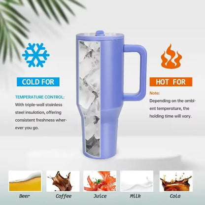 HydraFlow 40 oz Isolated Tumbler | Leak-Resistant Stainless Steel Cup with Handle & Straw