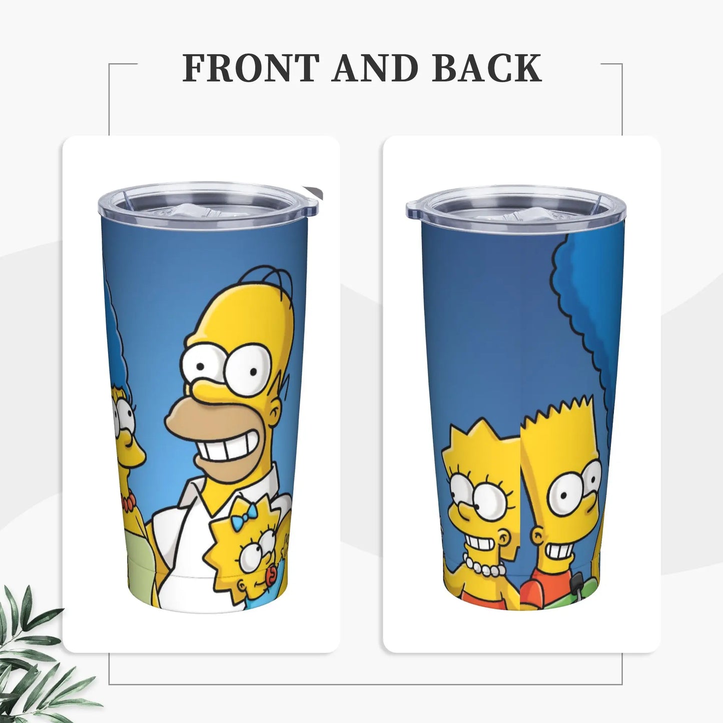 Simpsons Cartoon Tumbler Vacuum Insulated  Coffee Cups Stainless Steel Smoothie Tea Mug Water Bottle