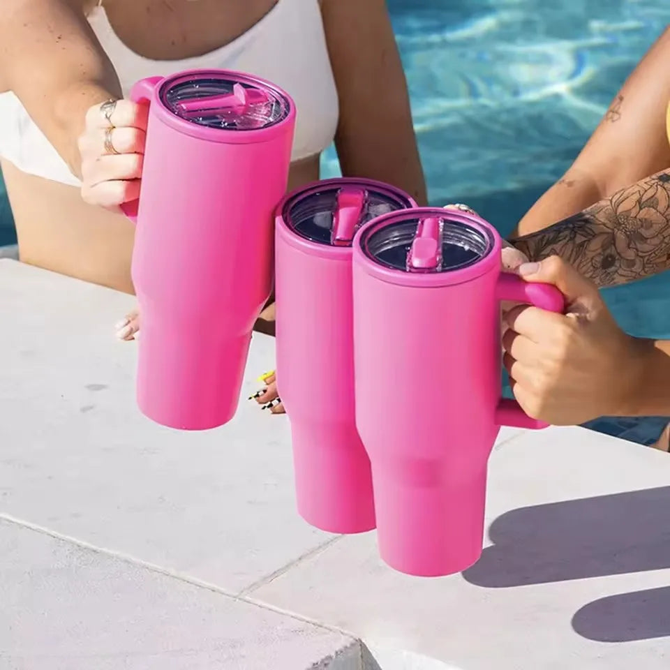 HydraFlow 40 oz Isolated Tumbler | Leak-Resistant Stainless Steel Cup with Handle & Straw