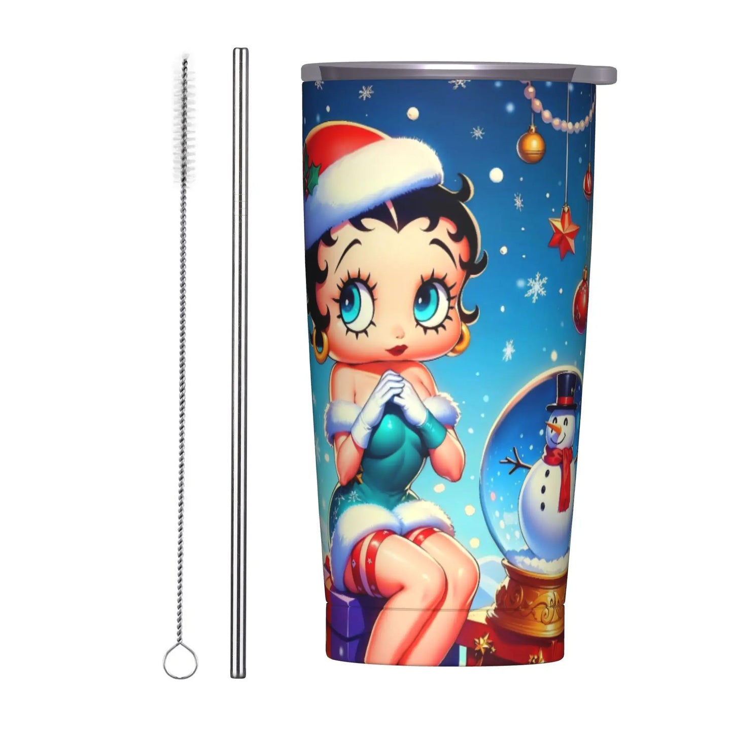 B-Bettys Boops Insulated Tumbler with Straws Lid  Vacuum Thermal Mug Outdoor Portable Car Bottle Cup 20oz
