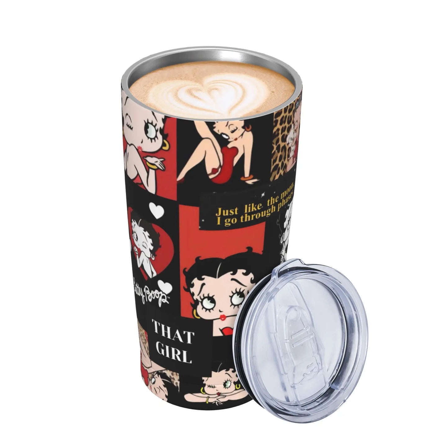 B-Bettys Boops Insulated Tumbler with Straws Lid  Vacuum Thermal Mug Outdoor Portable Car Bottle Cup 20oz