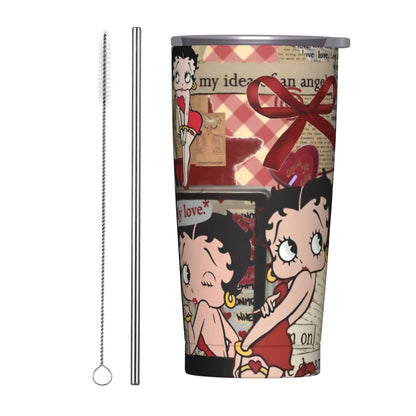B-Bettys Boops Insulated Tumbler with Straws Lid  Vacuum Thermal Mug Outdoor Portable Car Bottle Cup 20oz