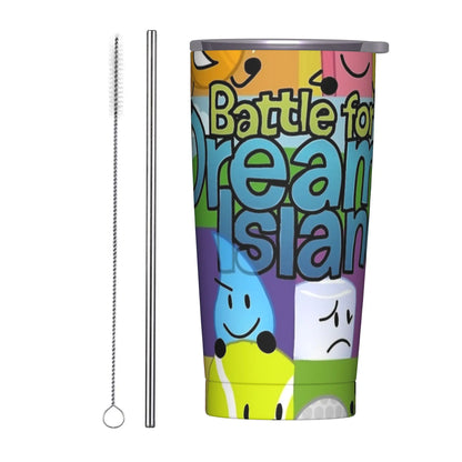 BFDI Cartoon Animated Insulated Tumbler with Straws Lid  Stainless Steel Thermal Mug Double Wall Hot Cold Drink Cups, 20oz