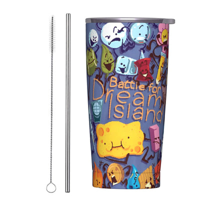 BFDI Cartoon Animated Insulated Tumbler with Straws Lid  Stainless Steel Thermal Mug Double Wall Hot Cold Drink Cups, 20oz