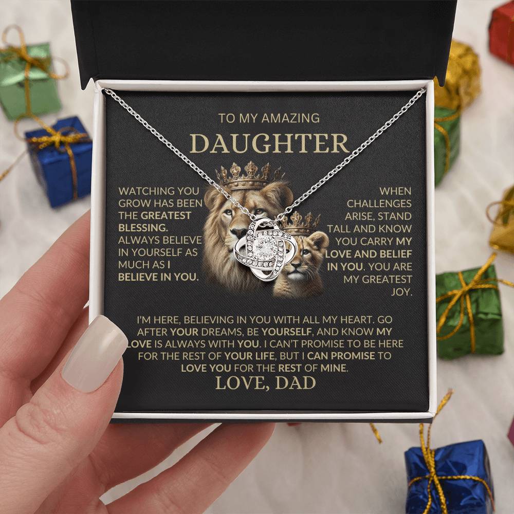 To My Amazing Daughter - The Greatest Blessing- Love Knot Necklace