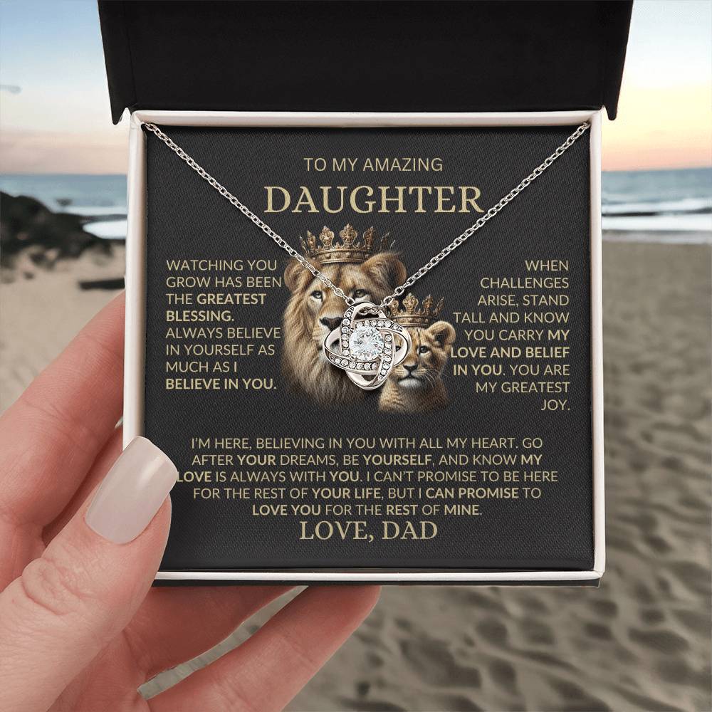 To My Amazing Daughter - The Greatest Blessing- Love Knot Necklace