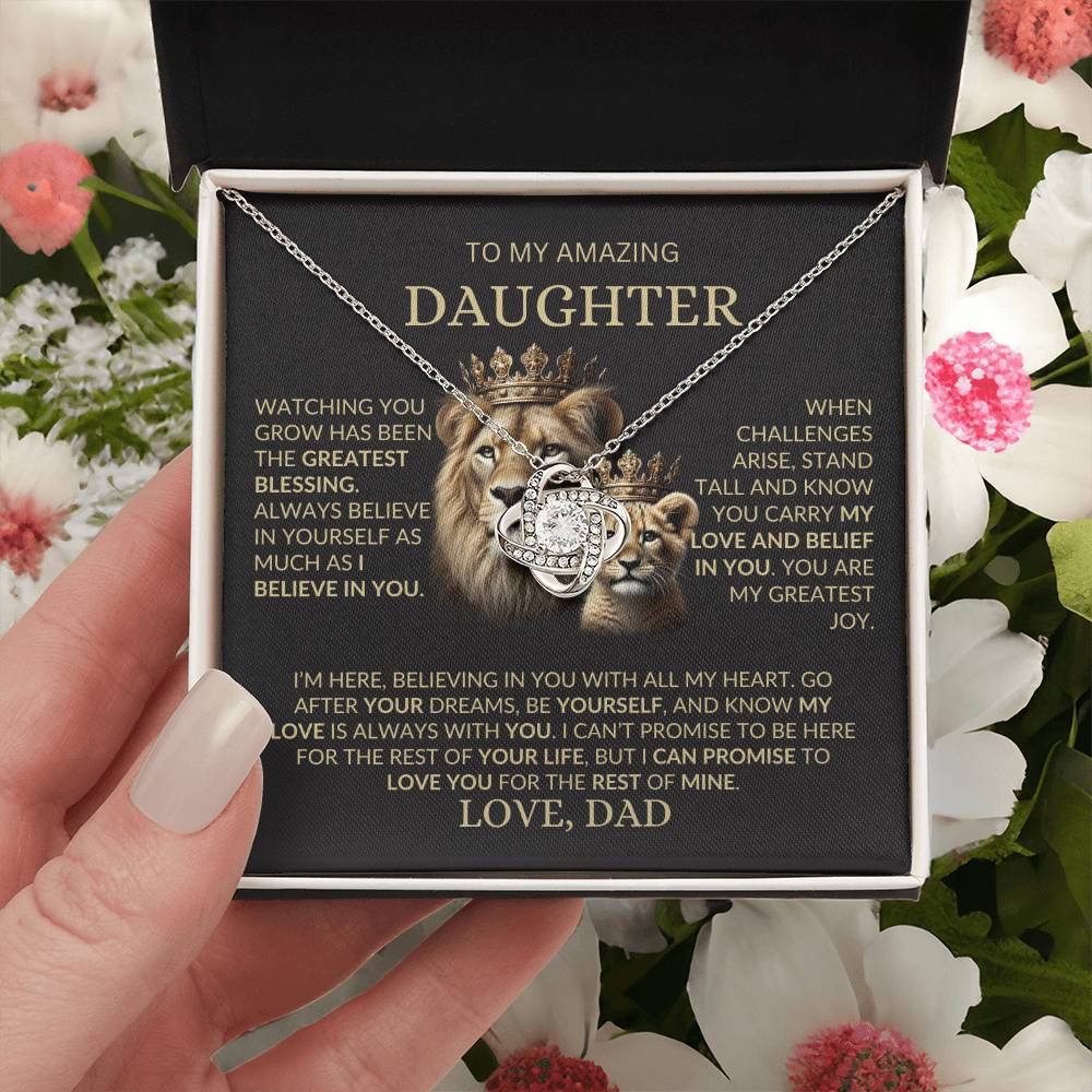 To My Amazing Daughter - The Greatest Blessing- Love Knot Necklace