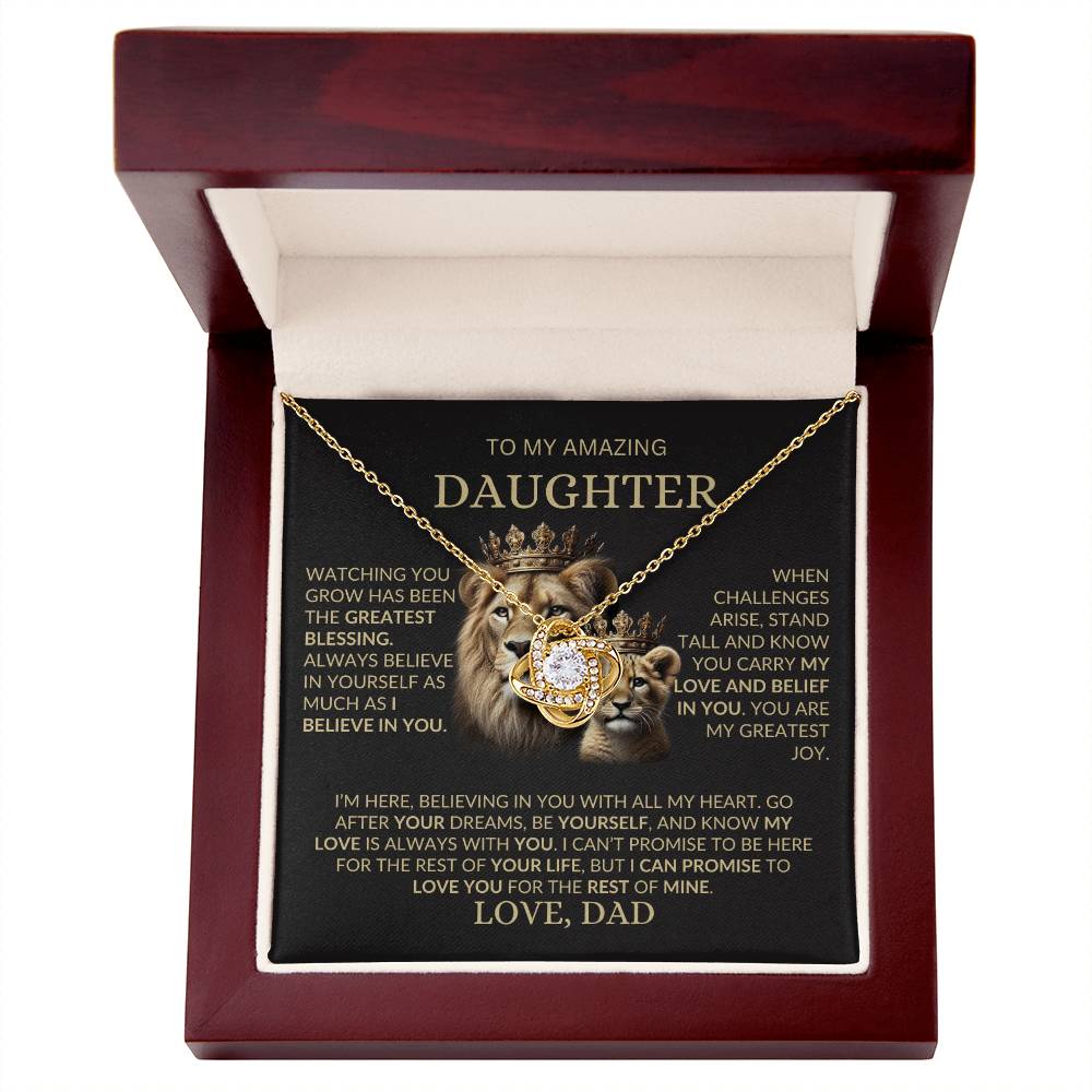 To My Amazing Daughter - The Greatest Blessing- Love Knot Necklace