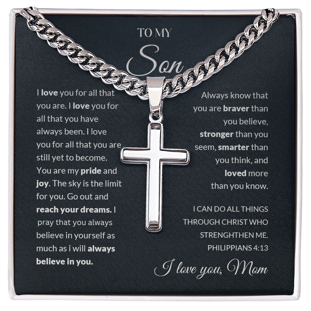 My Son| I Love You - Cuban Link with Cross Chain