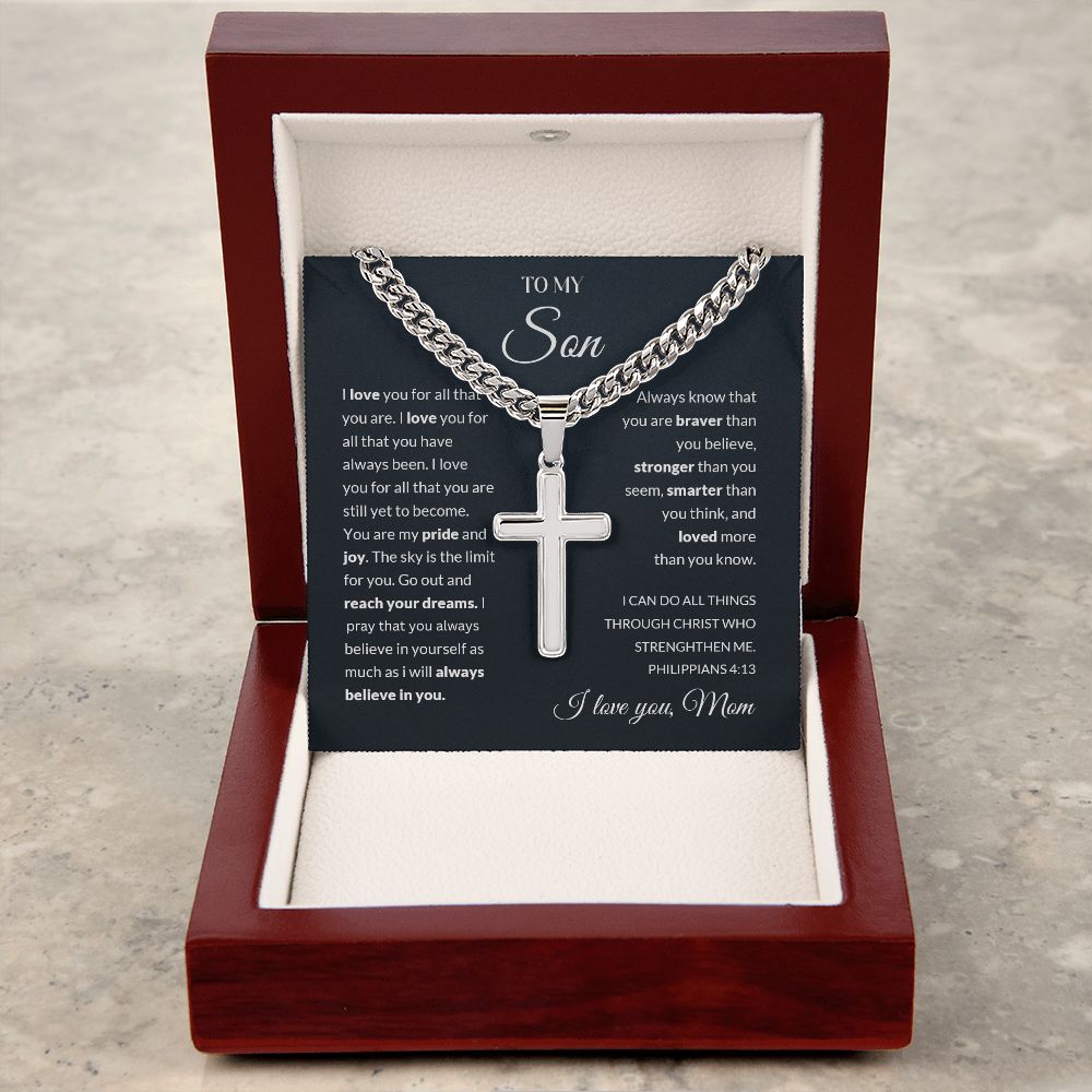 My Son| I Love You - Cuban Link with Cross Chain