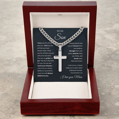 My Son| I Love You - Cuban Link with Cross Chain