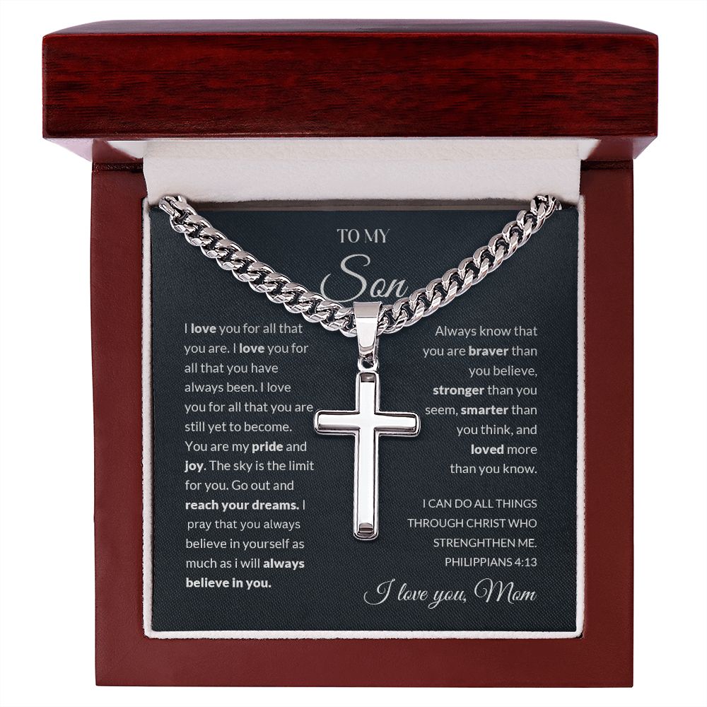 My Son| I Love You - Cuban Link with Cross Chain